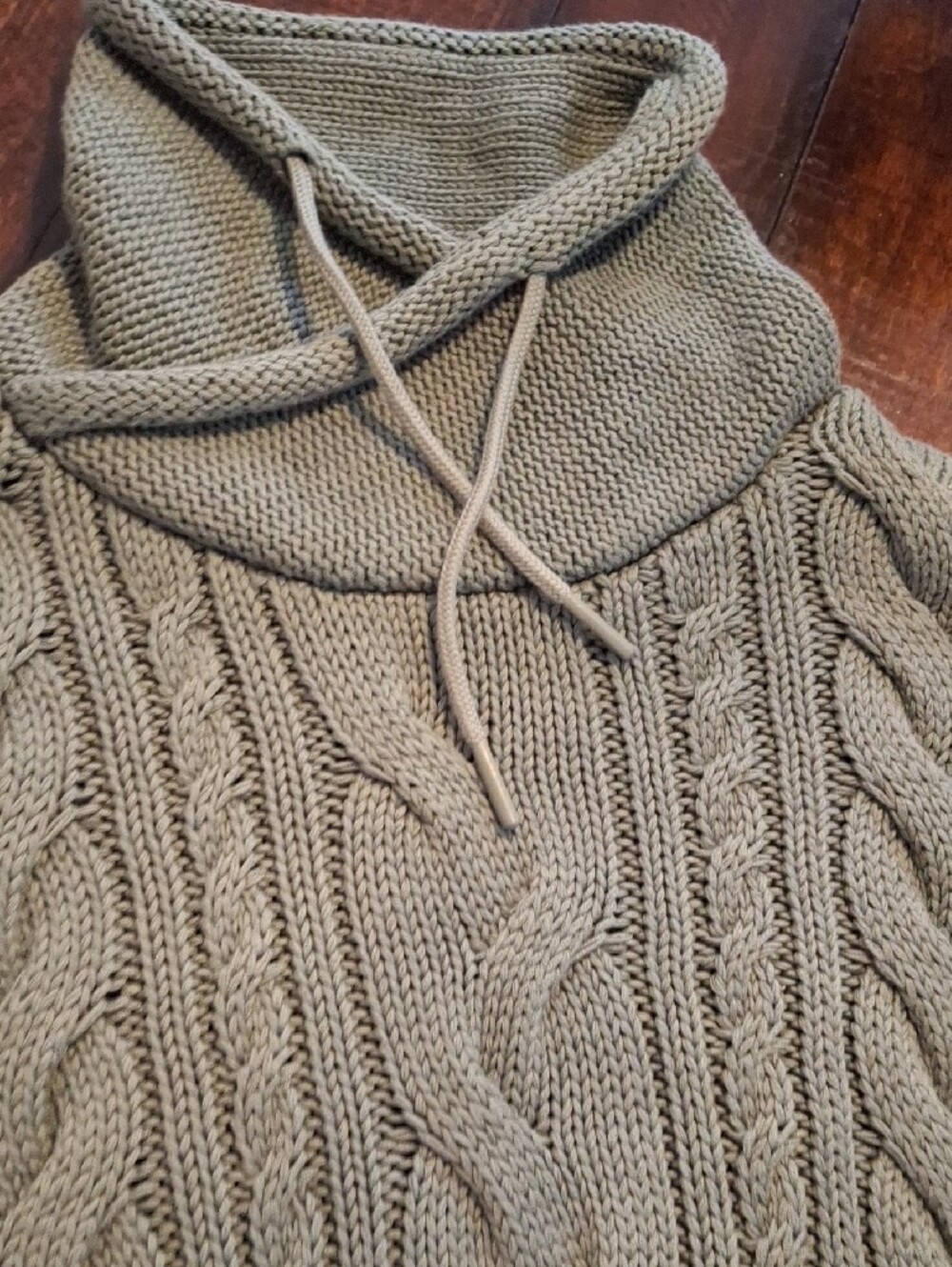 LL Bean Cable-Knit Turtleneck Sweater - Bay Leaf - Picture 6 of 16